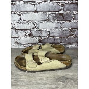 Birkenstock Arizona SOFT FOOTBED Beige Suede Leather Sandals Women Sz 40EU/9M US